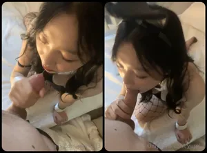Thỏ con dam dang thích mút cục thịt to