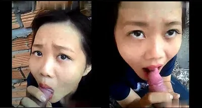 Nhân tình liếm cây hàng ở vườn sau nhà